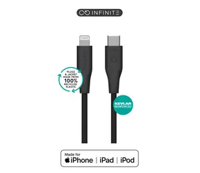 eSTUFF INFINITE (GRS) černá / Lightning kabel / USB-C / 1 m / MFI