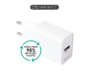 eSTUFF INFINITE bílá / USB nabíječka / USB-A / 18 W / Quick Charge / GRS recyklovaný plast