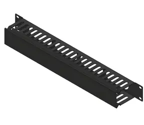 Lanview 19" posuvný kryt organizéru kabelů černá / Organizér kabelů / 1U / ocel / 24 vývodů