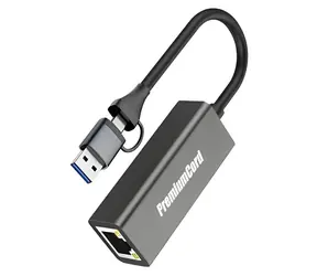 PremiumCord adaptér USB-C a USB-A na Gigabit RJ45 černá / Adaptér / 10/100/1000 Mbit / 15 cm / hliníkové pouzdro