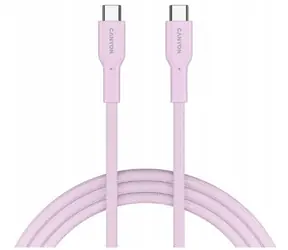 Canyon OnWire CCAP60CL růžová / Nabíjecí kabel / USB-C – USB-C / opletený / 60W PD / 480 Mbps / 1 m