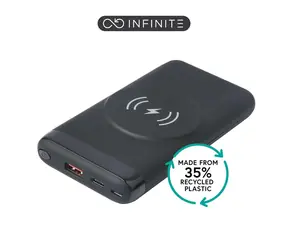 eSTUFF INFINITE černá / Powerbanka / 10.000 mAh / PD 20 W / Bezdrátové nabíjení 10 W / USB-C