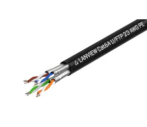 Lanview Cat6a U/FTP černá / Venkovní síťový kabel / 500 m / AWG23 / cívka / Duct