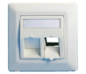 Lanview zásuvkový rámeček EURO bílý / Zásuvkový rámeček / 2x RJ45 Keystone / zalomený / bez šroubů / 80 × 80 mm
