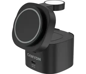 CANYON Bezdrátová nabíječka 4v1 30W černá / Bezdrátová nabíječka / pro 4 zařízení současně / kabel 1m