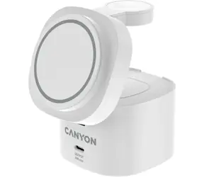 Canyon Bezdrátová nabíjecí stanice 4v1 bílá / Nabíjecí stanice / 30W / s adaptérem 65W