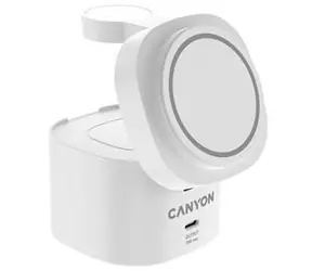CANYON Bezdrátová nabíječka 4v1 30W bílá / Bezdrátová nabíječka / pro 4 zařízení současně / kabel 1m