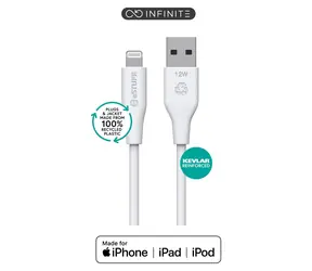 eSTUFF INFINITE (GRS) bílá / Lightning kabel / USB-A / 2 m / MFI