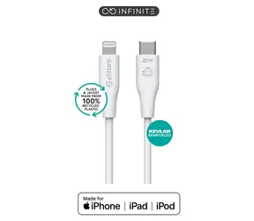 eSTUFF INFINITE (GRS) bílá / Lightning kabel / USB-C / 1 m / MFi