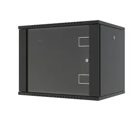 Lanview 9U 600x450 černý / Nástěnný rozváděč / 19" / Skleněné dveře / Flat pack