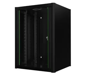 Lanview 19" Rack Wallmount černá / Nástěnný rozvaděč / 16U / 600×560 mm / Skleněné dveře