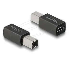 DeLock Adaptér USB-C (F) - USB-B (M) antracitová / Adaptér / USB 2.0