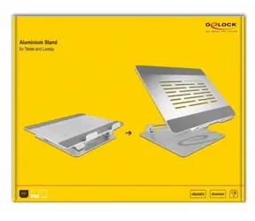DeLock Stojan pro tablet a notebook nastavitelný hliníkový / Stojan / Hliník / Nastavitelný sklon