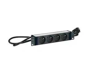 Lanview 10" rozvodný panel s 4 zásuvkami černý / Rozvodný panel / 1U / 2 m kabel / 3500 W