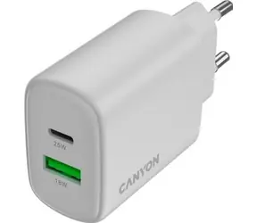 Canyon OnCharge 250 bílá / Nabíjecí adaptér / 25W / 1x PD / 1x QC