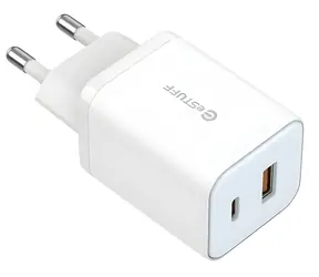 eSTUFF GaN nabíječka 65W bílá / Nabíječka / USB-C + USB-A / Power Delivery 65 W / GaN