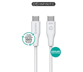 eSTUFF INFINITE (GRS) bílá / Kabel / USB-C - USB-C / 2 m / 60 W PD