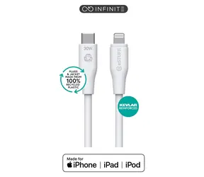 eSTUFF INFINITE (GRS) bílá / Kabel / USB-C - Lightning / 3 m / MFI
