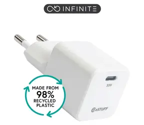 eSTUFF INFINITE bílá / USB nabíječka / USB-C / 30 W / GaN / rychlé nabíjení