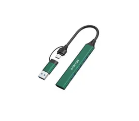 Canyon DS-02 zelená / USB hub / 4 porty / 3x USB 2.0 480 Mbps / 1x USB 3.0 5 Gbps / adaptér USB-C/USB-A