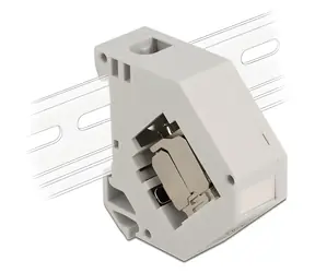 DeLock Keystone adaptér na DIN lištu šedá / Síťový adaptér / RJ45 / Cat.6A STP