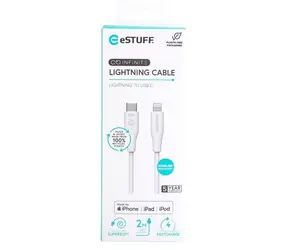 eSTUFF INFINITE (GRS) bílá / Kabel / Lightning - USB-C / MFI / 2 m