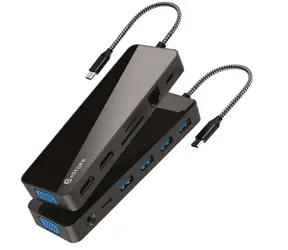 eSTUFF 13-in-1 Mobile Dock černá / Dokovací stanice / USB-C / 2x HDMI / VGA / PD 100W