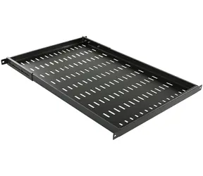 Lanview 19" 1U (RAS805BL) / Police do racku / nastavitelná hloubka / nosnost 50 kg / černá