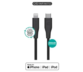 eSTUFF INFINITE (GRS) černá (ES602180-BULK) / Lightning kabel / USB-C / 1 m / MFI
