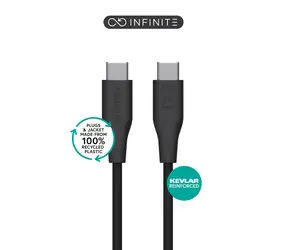 eSTUFF INFINITE (GRS) černá / USB-C kabel / USB-C - USB-C / 1 m / 60 W / Recyklovaný plast