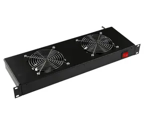 Lanview RAF115BL černá / Ventilátorový modul / 1U / 2 ventilátory / 280 m3/h / analogový termostat