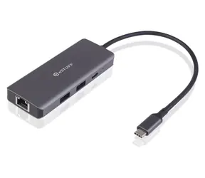 eSTUFF USB-C Hub 6 v 1 šedá / HDMI 4K60Hz / RJ-45 Gigabit / 2x USB-A 3.1 / USB-C PD 100W