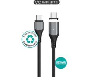 eSTUFF INFINITE černá (ES604265) / Magnetický USB-C kabel / PD 100 W / 2 m / 480 Mbit/s