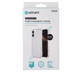 eSTUFF INFINITE PORTO Apple iPhone 12/13/14/15/16 průhledná / Pouzdro / MagSafe / Recyklovaný TPU (GRS)