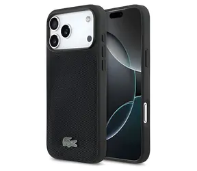 Lacoste Iconic Petit Pique Metal Logo černá / Kryt pro iPhone 18 Pro Max / MagSafe / PVC