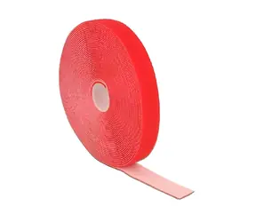Delock Kabelové stahovací pásky se suchým zipem červená / 10 m x 20 mm / 1 role