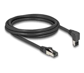 Delock RJ45 Cat.8.1 S/FTP 90° - přímý černá / Síťový kabel / 40 Gbps / 2 m / LSZH
