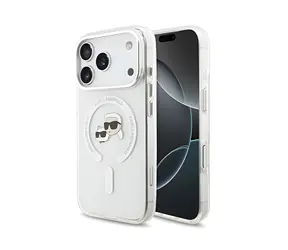 Karl Lagerfeld IML K&CH Heads Metal Frame kryt iPhone 18 Pro bílý / Kryt / MagSafe
