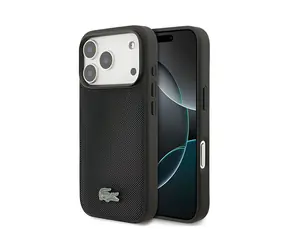Lacoste Iconic Petit Pique Metal Logo černá / Kryt pro iPhone 18 Pro / MagSafe / PVC