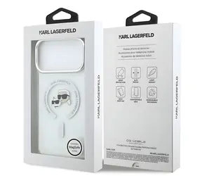 Karl Lagerfeld IML K&CH Heads Metal Frame kryt iPhone 18 Pro Max bílý / Kryt / MagSafe