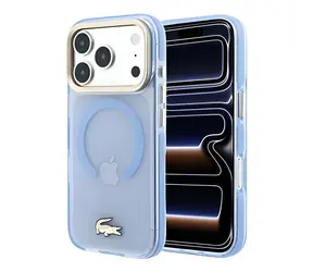 Lacoste IML Shockproof Petit Pique Gold Logo modrá / Kryt / MagSafe / iPhone 18 Pro