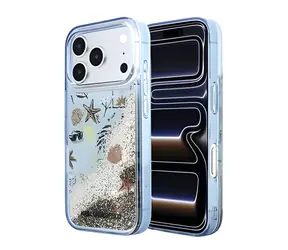 Karl Lagerfeld Liquid Glitter Beach modrá / Zadní kryt / Apple iPhone 18 Pro