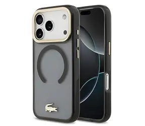 Lacoste IML Shockproof Petit Pique Gold Logo černá / Kryt / MagSafe / iPhone 18 Pro