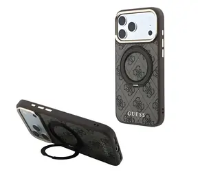 Guess PU 4G Ring Stand kryt iPhone 18 Pro Max hnědá / Zadní kryt / MagSafe / Apple iPhone 18 Pro Max