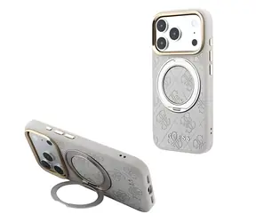 Guess PU 4G Ring Stand kryt iPhone 18 Pro růžová / Zadní kryt / MagSafe / Apple iPhone 18 Pro
