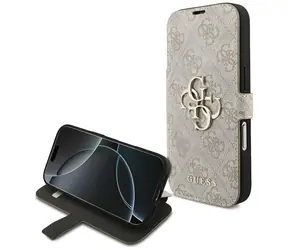 Guess Book 4G Metal Logo růžová / Knížkové pouzdro / pro iPhone 18 Pro a 17 Pro / kovové logo