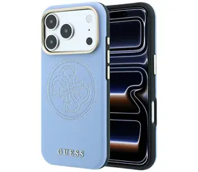 Guess Perforated 4G Logo světle modrá / Zadní kryt / MagSafe / iPhone 17 a 18 Pro