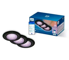 Philips WiZ černá / Bodové svítidlo / 3x GU10 / RGB + stmívatelná bílá / Wi-Fi, Bluetooth
