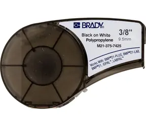 Brady Polypropylenová páska pro BMP21, IDPAL, LABPAL černá na bílé / Páska do tiskárny štítků / 9,53 mm x 6,4 m
