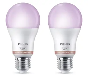 Philips WiZ LED žárovka A60 E27, 2 ks / Žárovka / RGB / Wi-Fi / stmívatelná / 1521 lm